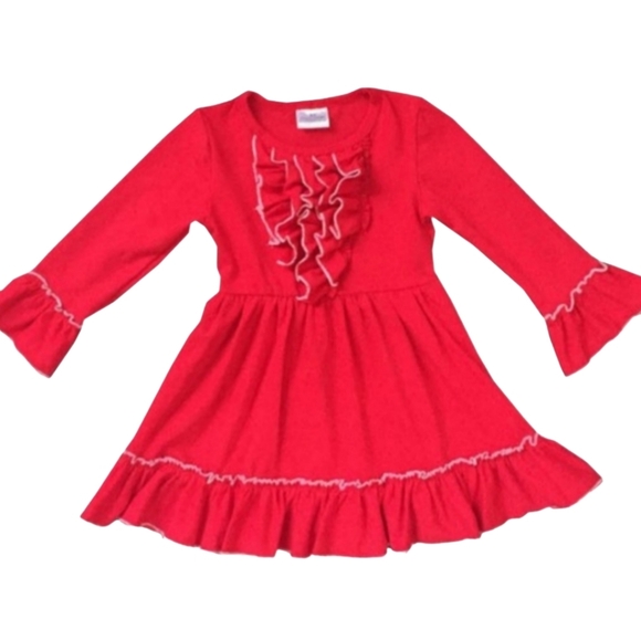NWT Little Girl Red Holiday Ruffle Dress - Picture 1 of 2